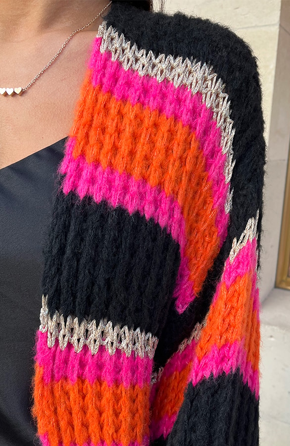 Midi Gestreept Vest Zwart Oranje – shoparchief, foto 7