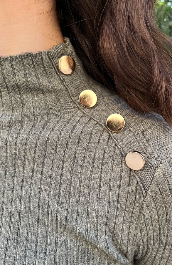 Midi Knopen Col Jurk Army – shoparchief, foto 5