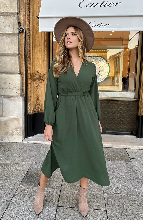Midi Pocket Dress Army – shoparchief, foto 3
