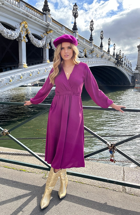 Midi Pocket Dress Magenta – shoparchief, foto 3