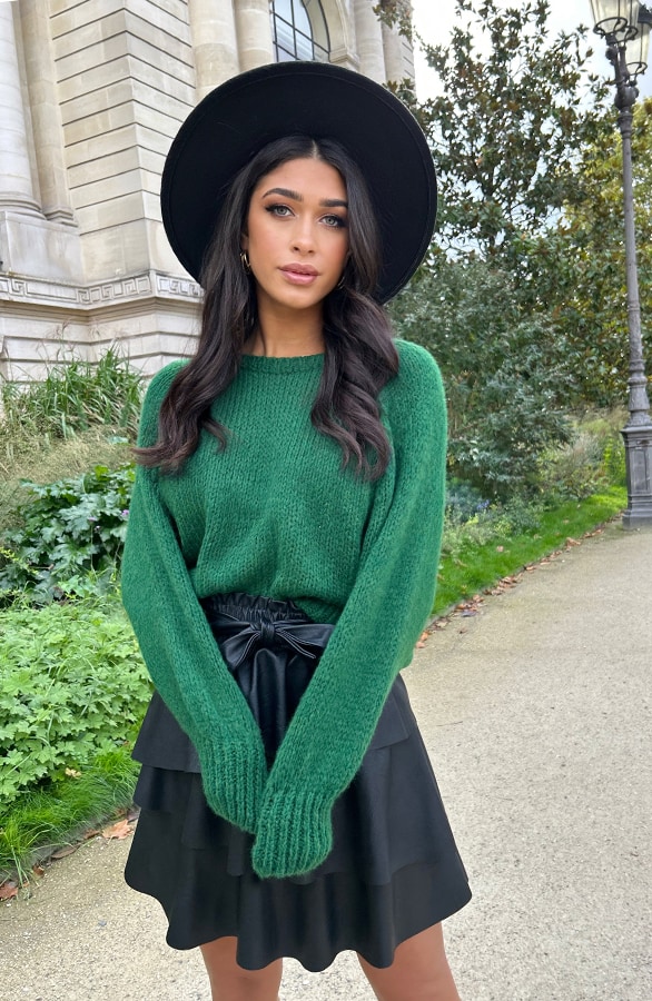 Oversized Gebreide Trui Bright Green – shoparchief
