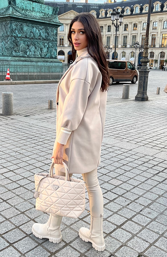 Oversized Stripe Coat Beige – jassen, foto 9