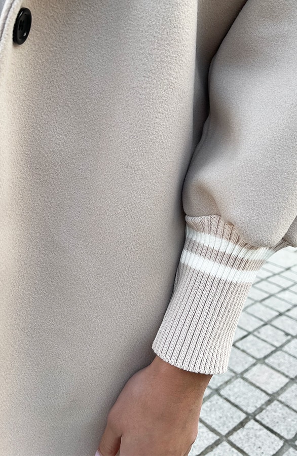 Oversized Stripe Coat Beige – jassen, foto 8