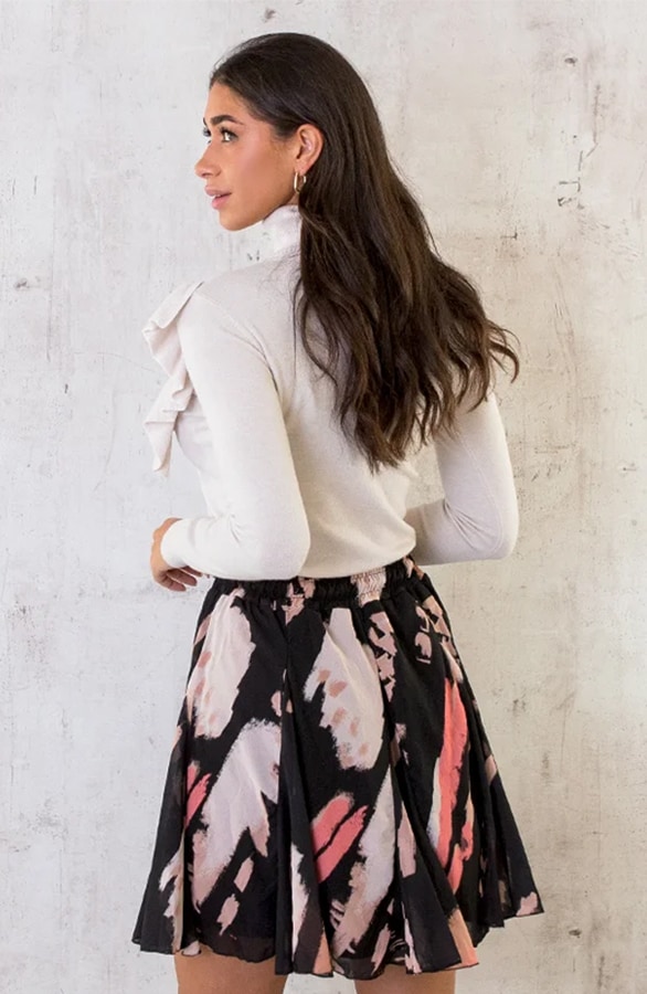 Plooien Rok Print Zwart Beige – shoparchief, foto 6