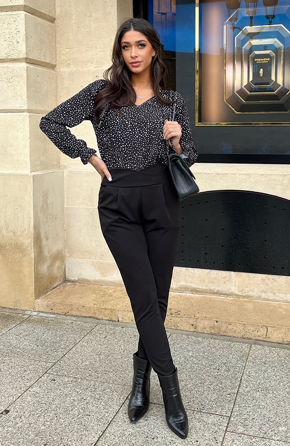 Polkadot Ruffle Blouse Zwart – shoparchief, foto 5