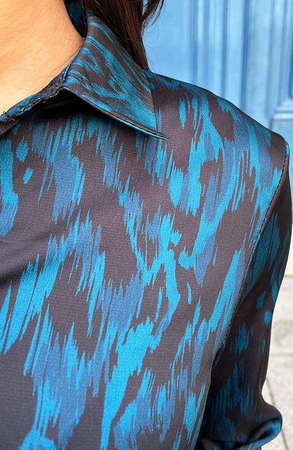 Print Blouse Petrol – shoparchief, foto 5