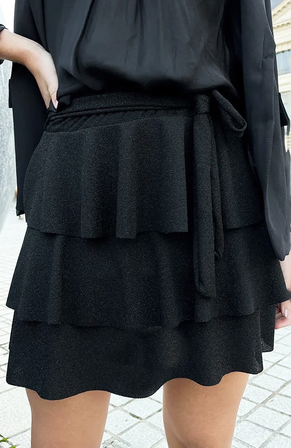 Ruffle Lurex Rok Zwart – shoparchief, foto 7