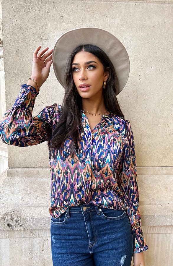 Satijnen Knopen Blouse Print – shoparchief, foto 4