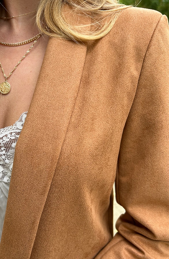 Suede Blazer Cognac – shoparchief, foto 4