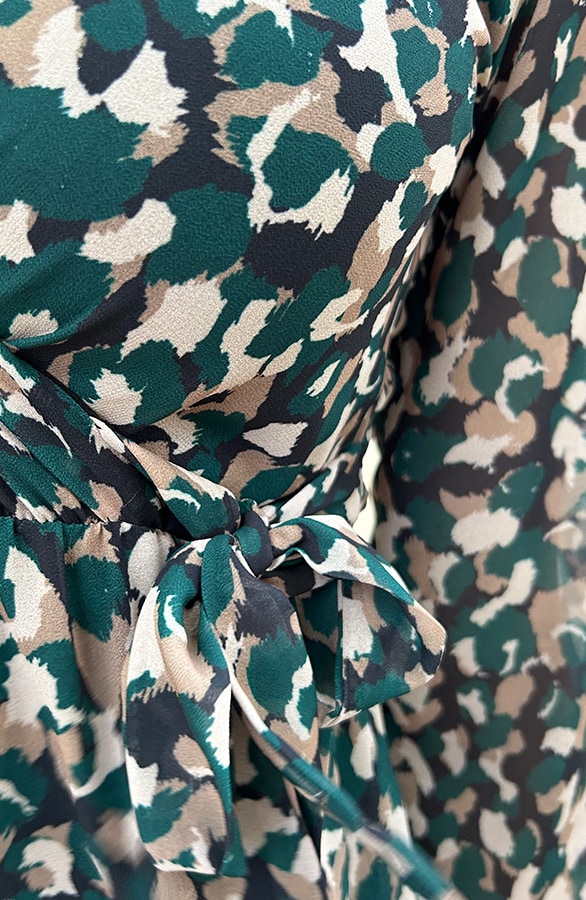 V-hals Strik Jurk Dots Smaragd – shoparchief, foto 6