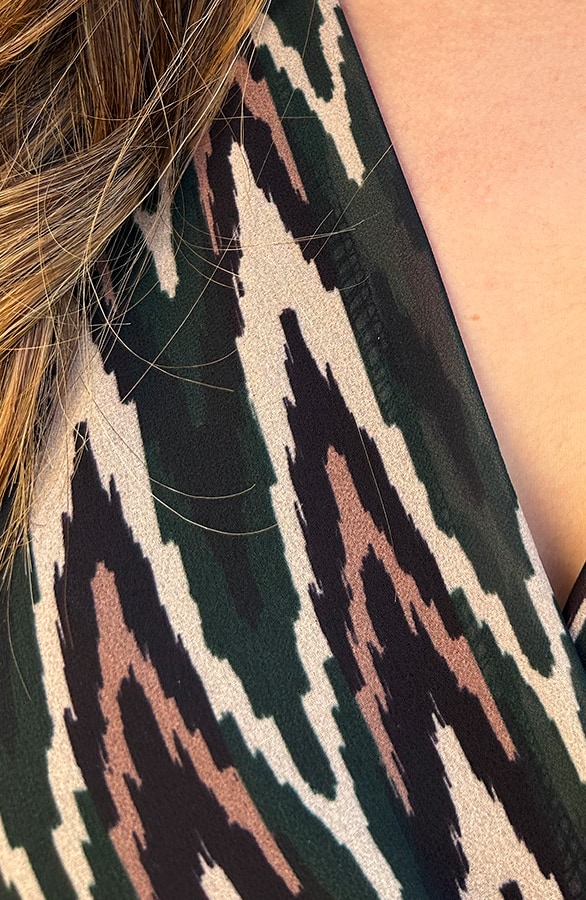 V-hals Strik Jurk Zigzag Smaragd – shoparchief, foto 7
