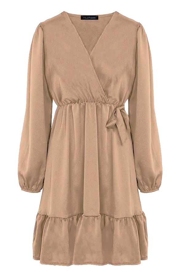Flawless Ruffle Jurk Camel – shoparchief