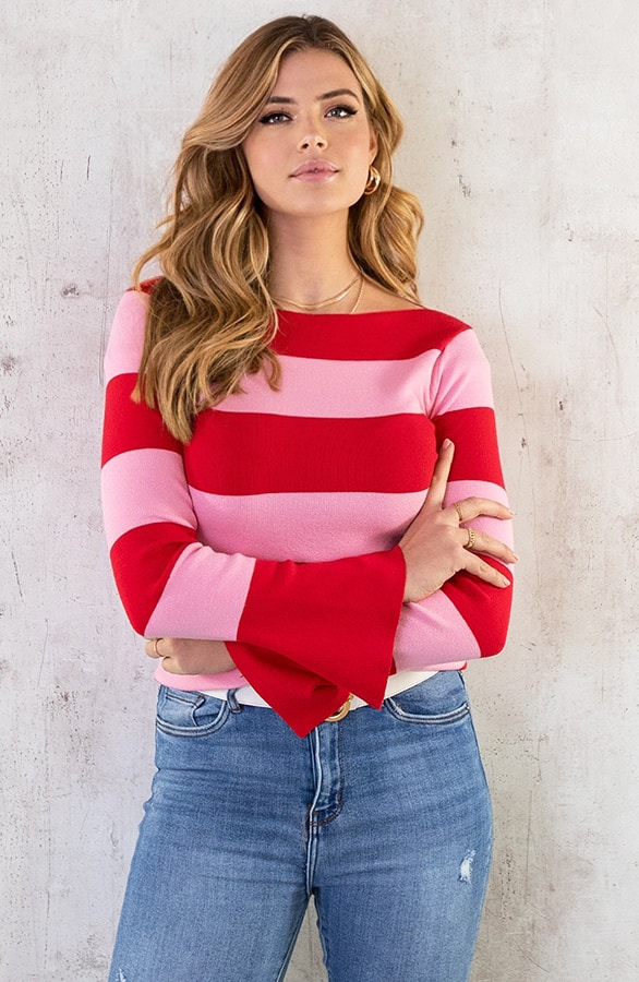 Boothals Strepen Top Roze Rood – shoparchief, foto 3