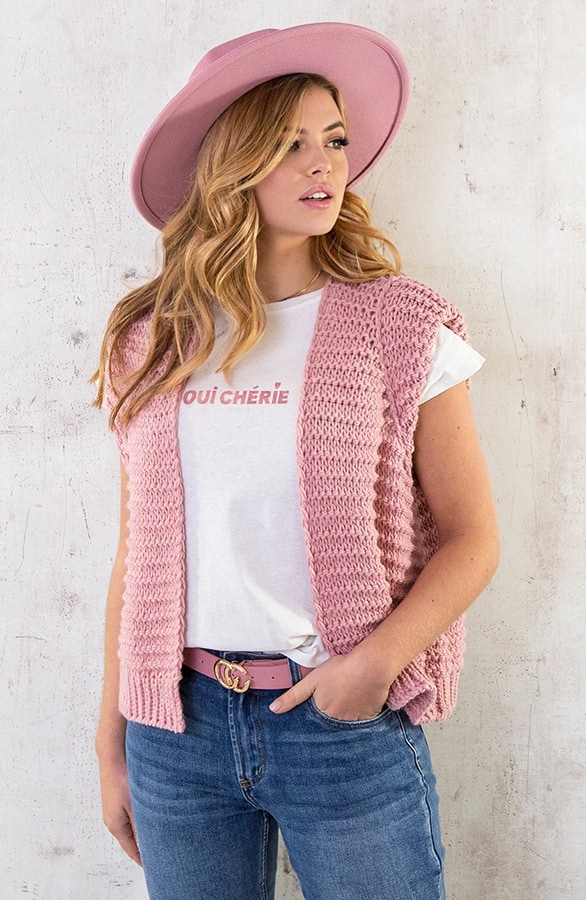 Gebreid Gilet Dust Roze – shoparchief, foto 8