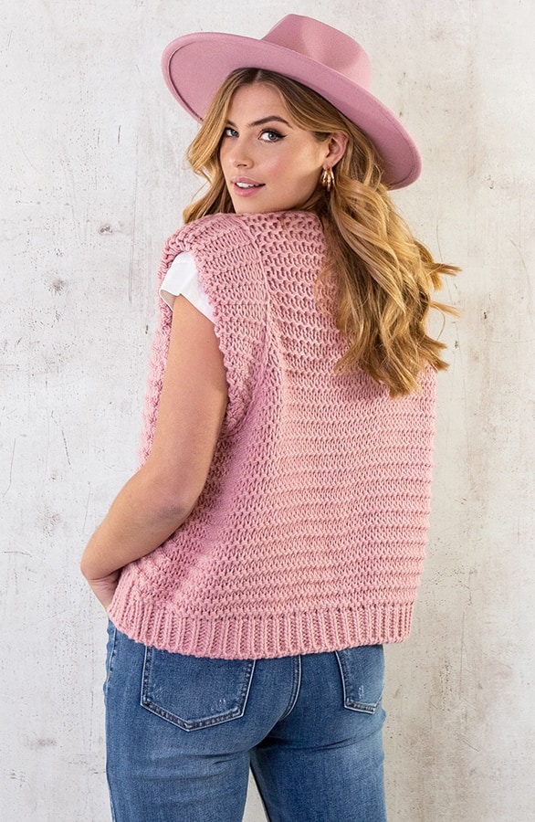 Gebreid Gilet Dust Roze – shoparchief, foto 10
