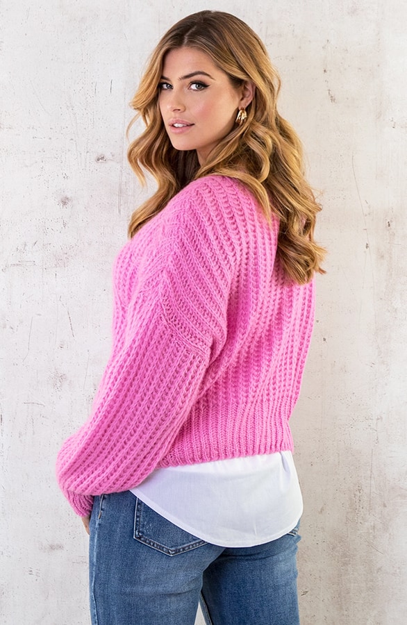 Gebreide Boothals Trui Roze – shoparchief, foto 5