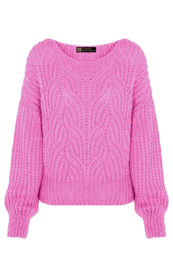 Gebreide Boothals Trui Roze – shoparchief