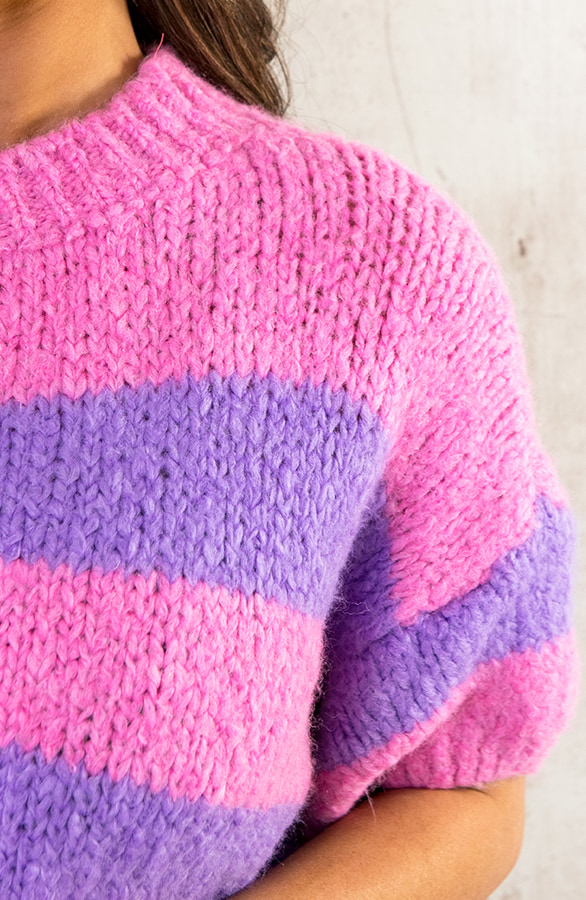 Gebreide Top Gestreept Paars Roze – shoparchief, foto 7