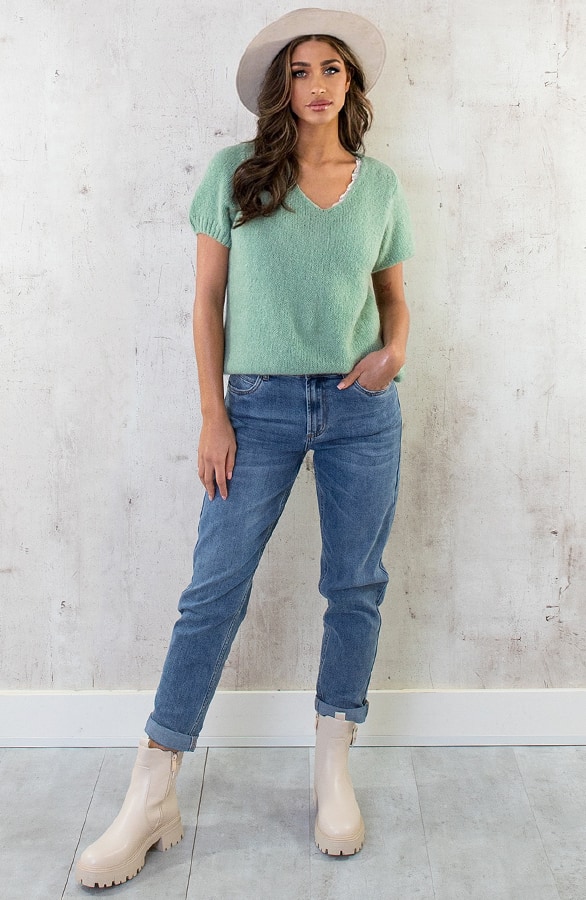 Gebreide Top V-hals Mint – shoparchief, foto 9