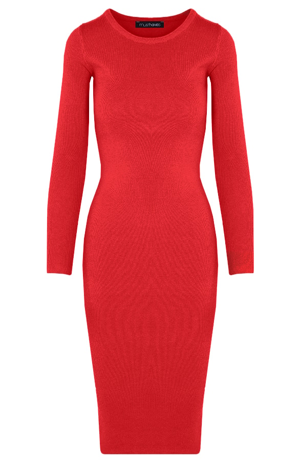 Midi Stretch Dress Rood – shoparchief