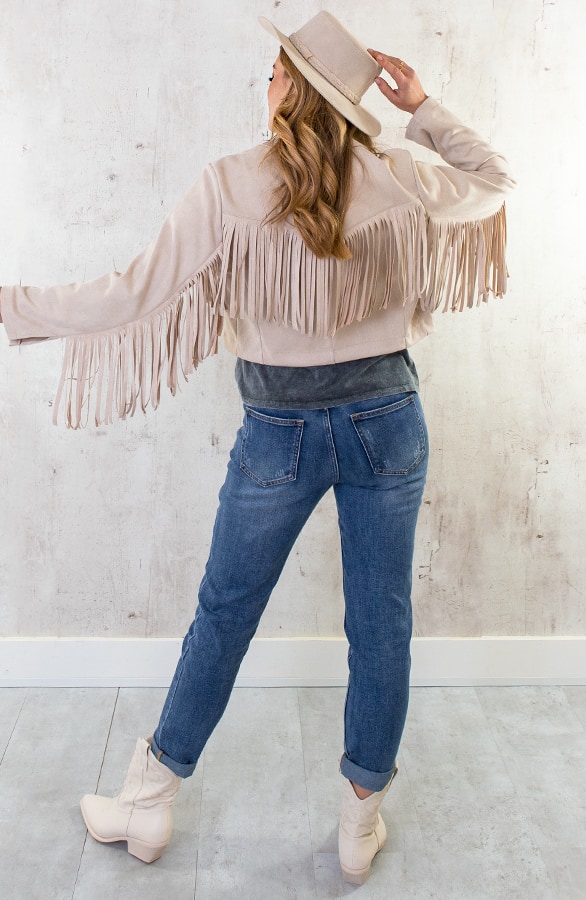 Fringe Jacket Oversized Beige – shoparchief, foto 8