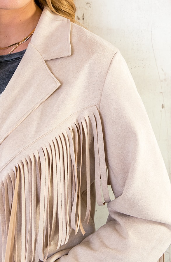 Fringe Jacket Oversized Beige – shoparchief, foto 6