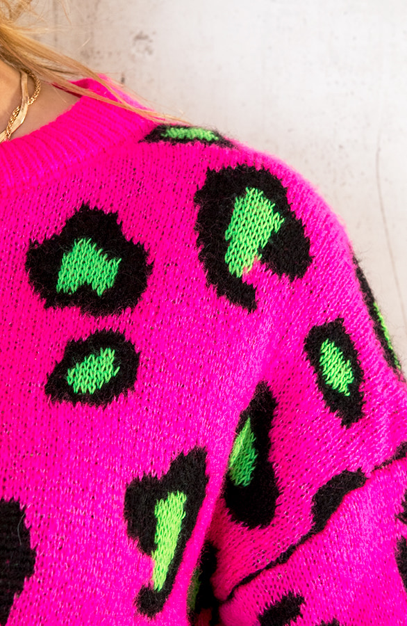 Oversized Leopard Trui Fuchsia – shoparchief, foto 6