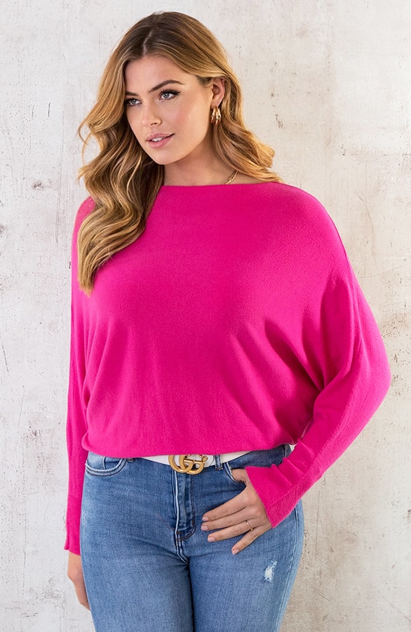 Oversized Soft Trui Fuchsia – shoparchief, foto 2