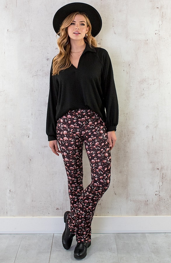 Flared Broek Wild Flower Dust Roze – shoparchief, foto 4