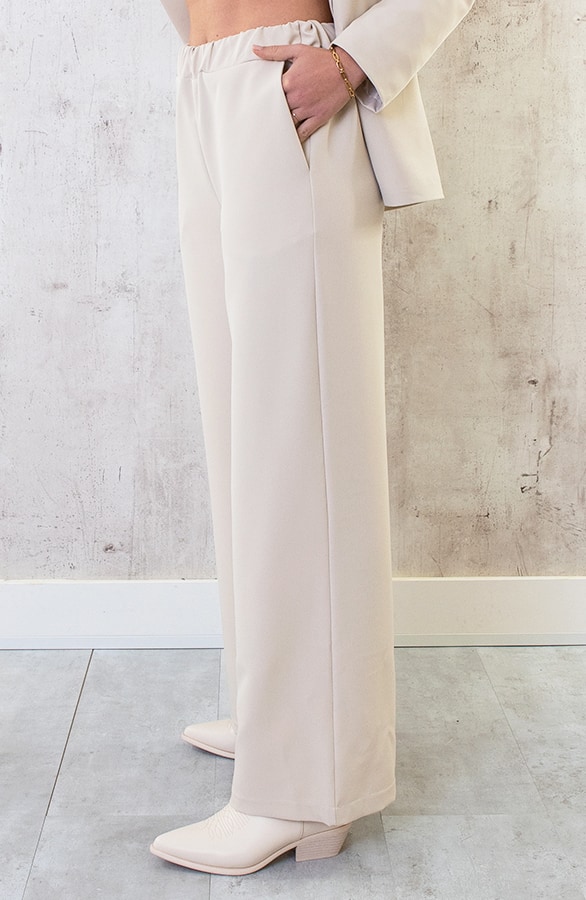 Palazzo Pants Dames Beige – shoparchief, foto 2