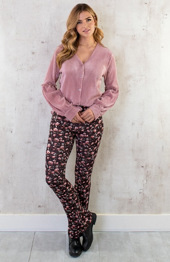 Plisse Blouse Met Ruches Mouw Dust Roze – shoparchief, foto 11