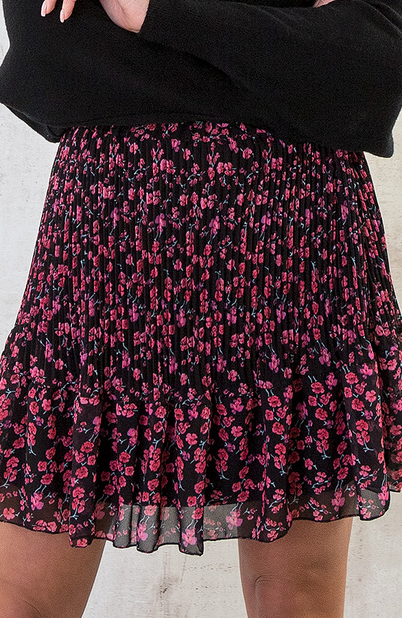 Plisse Skirt Flowers Black – shoparchief