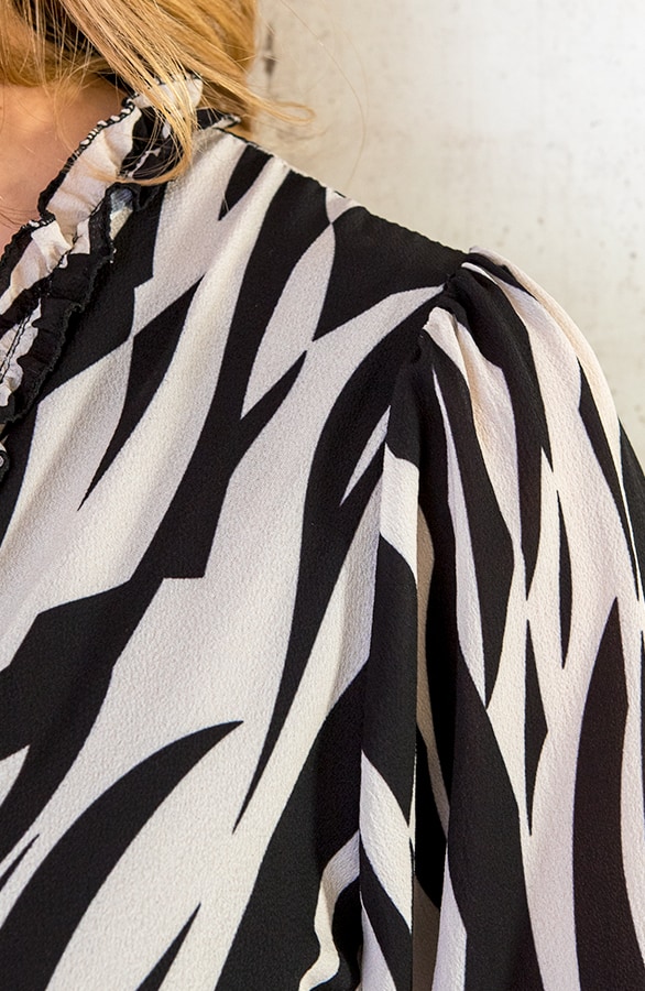 Rüschen Kleid Zebra Schwarz Beige, Shoparchiv, Foto 4
