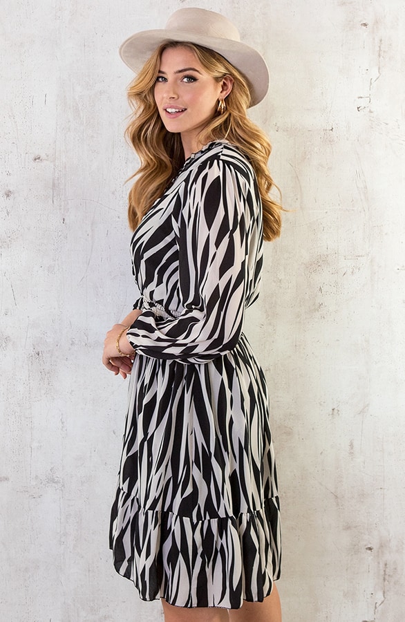 Rüschen Kleid Zebra Schwarz Beige, Shoparchiv, Foto 3