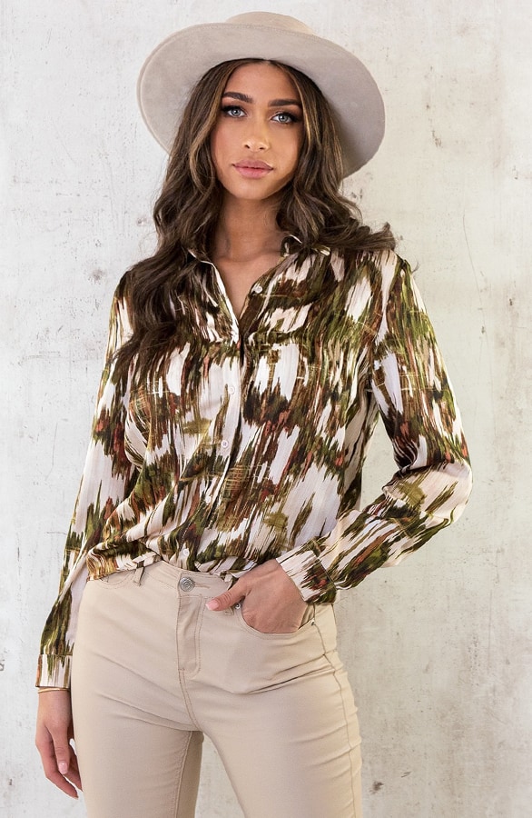 Silk Blouse Print Army – shoparchief, foto 2