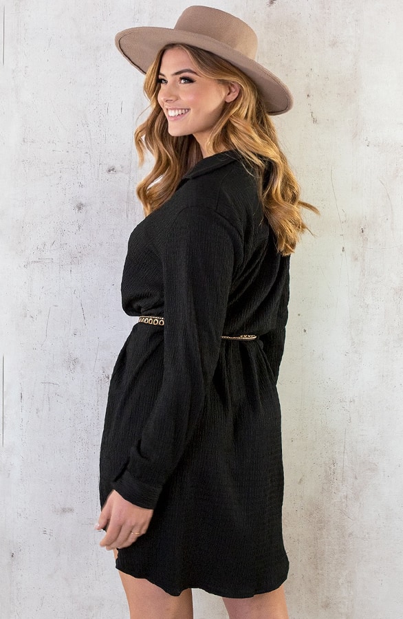 Smocked Blouse Dress Zwart – shoparchief, foto 9