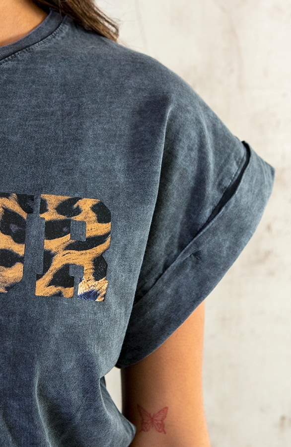 Stonewash T-shirt Leopard Amour – shoparchief, foto 5