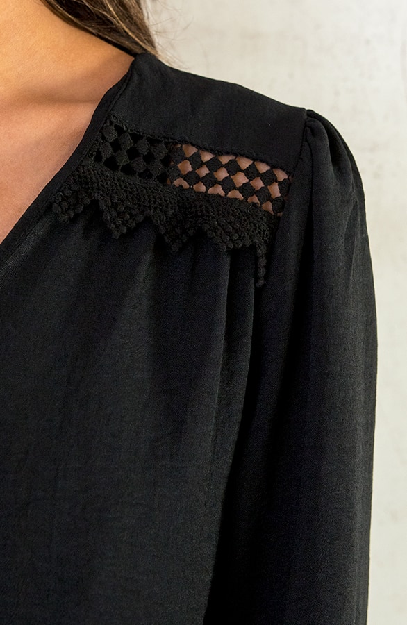 V-hals Boho Blouse Zwart – shoparchief, foto 11