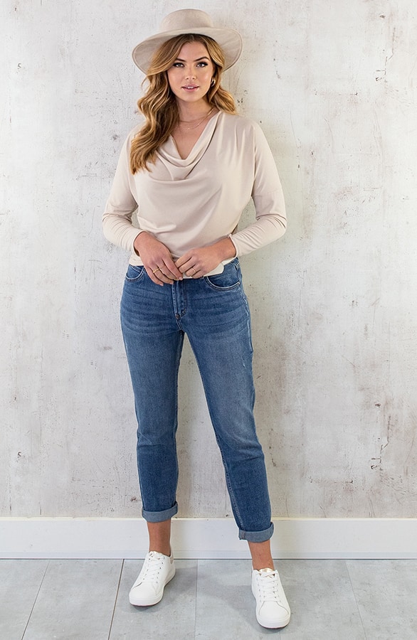 Waterval Longsleeve Top Beige – shoparchief, foto 5