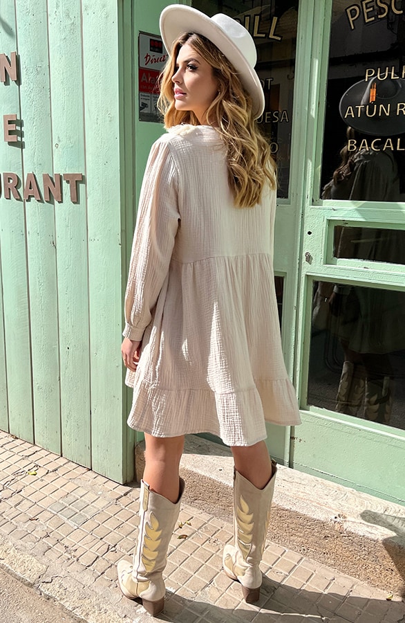 Boho Tuniek Mousseline Beige – shoparchief, foto 6