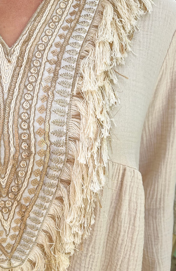 Boho Tuniek Mousseline Beige – shoparchief, foto 7