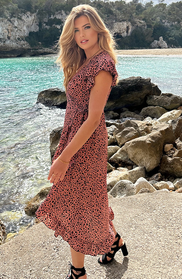 Cheetah Jurk Midi Koraal – shoparchief, foto 8