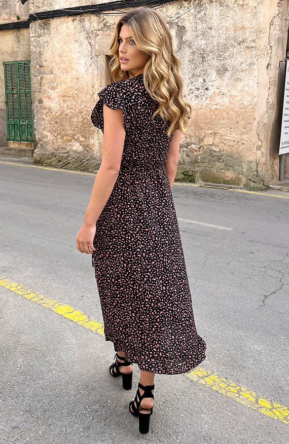 Cheetah Jurk Midi Zwart Koraal – shoparchief, foto 11