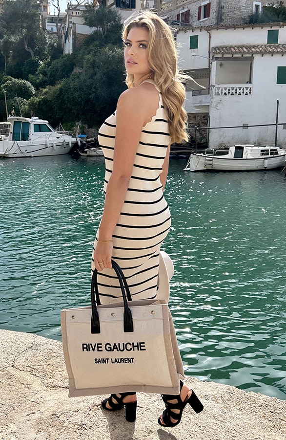 Halter Jurk Gestreept Ecru – shoparchief, foto 5