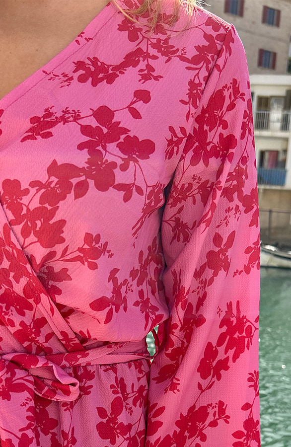 Laagjes Jurk Bloemen Roze Rood – shoparchief, foto 6