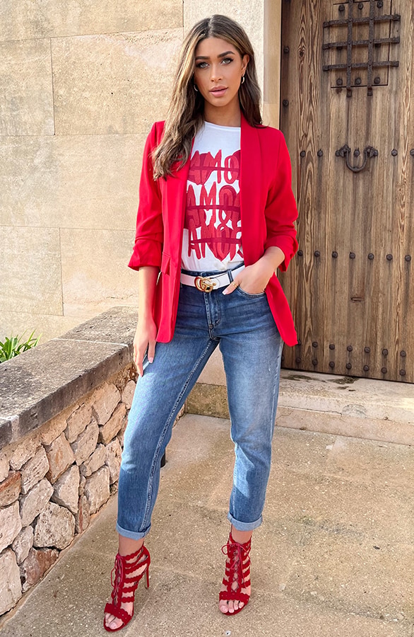 Amor Print Top Rood – shoparchief, foto 3