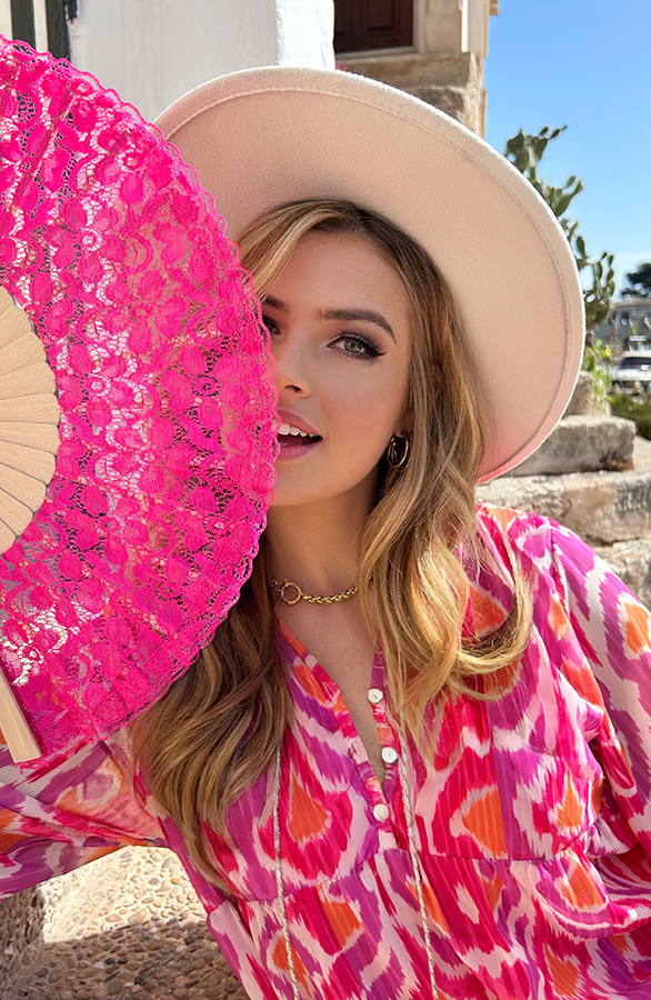 Maxi Oversized Jurk Print Fuchsia – shoparchief, foto 5
