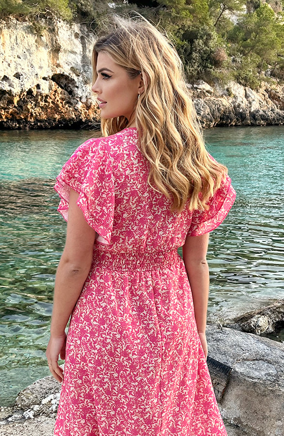Maxi Ruffle Flower Jurk Roze – shoparchief, foto 8