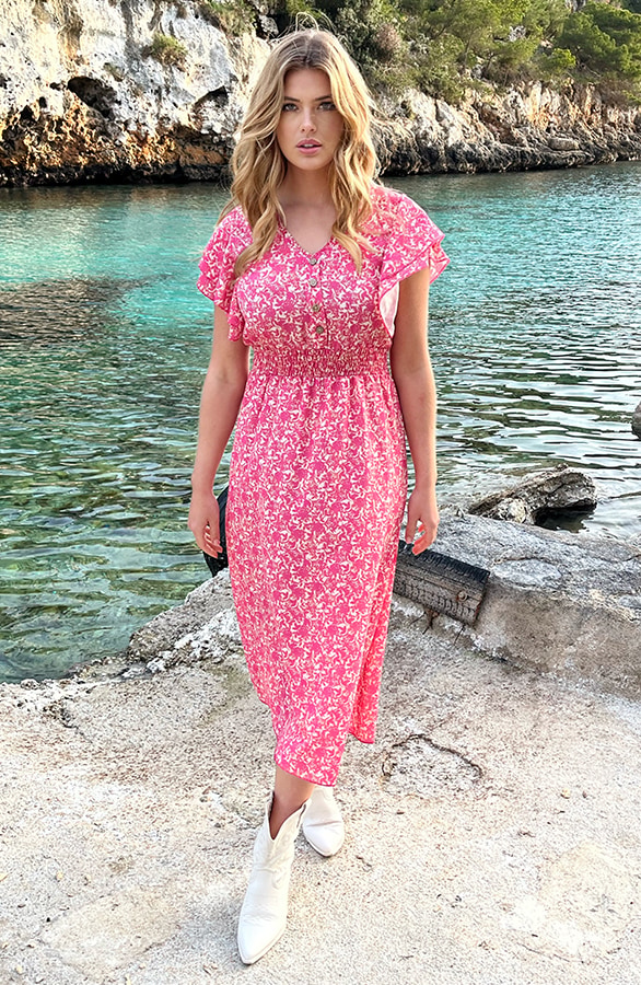 Maxi Ruffle Flower Jurk Roze – shoparchief, foto 4