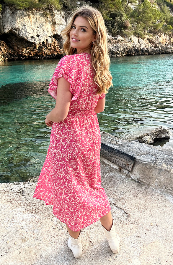 Maxi Ruffle Flower Jurk Roze – shoparchief, foto 5
